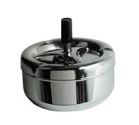 Orsina Chrome Effect Large Spinning Ashtray, Retro Style Ashtray With Push-Spin Lid For Odour Control, Durable