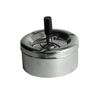Orsina Chrome Effect Medium Spinning Ashtray, Retro Style Ashtray With Push-Spin Lid For Odour Control, Durable