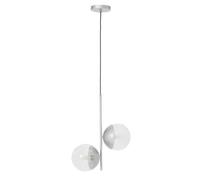 Orsina Chrome Finish 2 Bulb Pendant Light, Scandi Style Ceiling Lamp For Hallway, Double Globe Hanging Lamp
