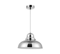 Orsina Chrome Finish Bowl Shaped Pendant Light, Ceiling Lamp With Reflective Exterior, Polished Pendant Lighting