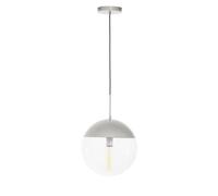 Black Finish Pendant Light With Glass Shade, Rounded Hanging Lamp With Chrome Cord, Circular Hanging Fixture Premier Housewares Silver One Size