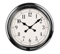 Orsina Chrome Finish Wall Clock, Round Timepiece With White Face & Bold Digits, Glossy Frame Silent Clock For Decor
