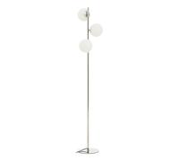 Orsina Chrome Floor Lamp With White Glass Shades, Sleek Metal Frame With Sturdy Base, Modern Floor Lighting in Silver Orsina Silver
