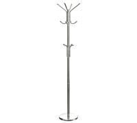 Orsina Chrome Floor Standing Coat Stand, Modern Design with 12 Hooks & Wide Round Base in Silver Orsina Silver