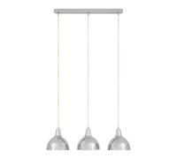 Orsina Chrome Horizontal Pendant Light, Wide Light Dispersal Fixture With Smooth Metal Shades, Ceiling Bar Pendant