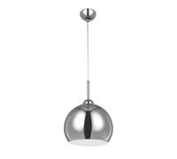 Orsina Chrome Pendant Light With White Inner Shade, Dome Lighting For Kitchens, Modern Metallic Ceiling Drop Lamp
