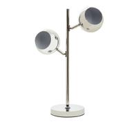 Orsina Chrome Table Lamp With Dual Metal Dome Shades, Adjustable Arched Twin Light Table Lamp, Chrome Finish Lamp