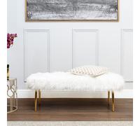 Orsina Clarence Natural Fur Effect Bench in White Orsina White