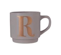 Orsina Classic Grey R Letter Mug,ceramic Coffee Mug With Curved Handle,perfect For Hot Beverages, Tea, Or Coffee