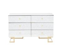 Orsina Classic Mirrored Drawer Chest, Brass Finish 6 Drawer Chest, Storage Cabinet For Kitchen, Metallic Chest