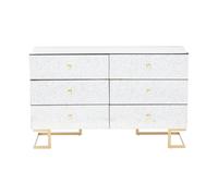 Orsina Classic Mirrored Drawer Chest, Brass Finish 6 Drawer Chest, Storage Cabinet, Metallic Chest, Delivered Fully Assembled in White Orsina White