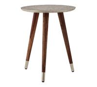 Orsina Classic Profile Metal Finish Carve Side Table, Versatile Side Table By Couch, Sturdy Corner Table in Brown Orsina Brown