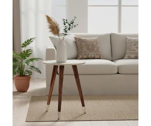 Orsina Classic Profile Metal Finish Carve Side Table, Versatile Side Table By Couch, Sturdy Corner Table in Brown Orsina Brown