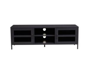Orsina Classic Two Door Black Metal Media Unit, Industrial Livingroom Media Unit, Versatile Shelving Media Unit