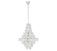 Orsina Classical Silver Leaf Chandelier, 12 Bulb Teardrop Glass Pendant Light, Vintage-Inspired Ceiling Light