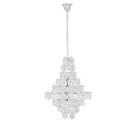 Orsina Classical Silver Leaf Chandelier, 12 Bulb Teardrop Glass Pendant Light, Vintage-Inspired Ceiling Light Orsina Silver