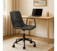 Orsina Claw Base Black Leather Home Office Chair, Upholstered Seat Of Office Chair, Height Adjustable Swivel Chair in Grey Orsina Grey