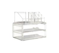 Premier Housewares Cosmetics Organiser 9 Compartment/2 Drawers, Clear, Polystyrene, 12 x 19 x 16 cm