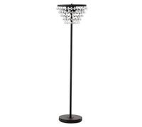 Orsina Clear Crystal Floor Lamp With Black Metal Frame, Elegant Transitional Floor Lamp With Crystal Beads