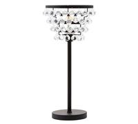 Orsina Clear Crystal Table Lamp With Black Metal Frame, Elegant Crystal Beaded Table Lamp For Living Room Orsina Black