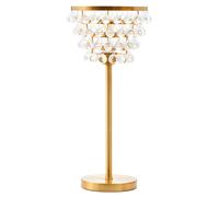 Orsina Clear Crystal Table Lamp With Black Metal Frame, Elegant Crystal Beaded Table Lamp For Living Room in Gold Orsina Gold