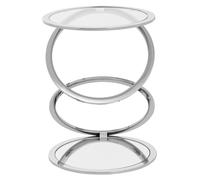 Orsina Clear Glass End Table With Warm Metallic Frame, Luxe Interlocking Gold Ring Base, Modern Glass Top in Silver Orsina Silver