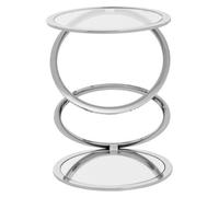 Orsina Clear Glass End Table With Warm Metallic Frame, Luxe Interlocking Gold Ring Base, Modern Glass Top