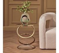 Orsina Clear Glass & Gold Metal Side Table, Contemporary End Table with Glass Top & Bottom Shelf, Modern Table Orsina Gold