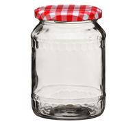 Premier Housewares Clear Glass Jar with Red Gingham Lid - 630ml