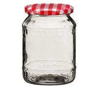 Orsina Clear Glass Jar With Red Gingham Lid 630ml, Airtight Storage Container For Kitchen, Ideal For Preserves Orsina Clear