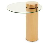 Orsina Clear Glass Rose Gold Base Side Table, Stylish And Modern Round Accent Table For Living Room And Hallway