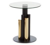 Orsina Clear Glass Side Table, Black & Gold Columned Base, Modern Side Table for Living Room & Hallway Orsina Black