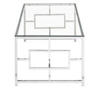 Orsina Clear Glass Silver Base Coffee Table,stylish Rectangular Table For Patio,glass Table For Compact Spaces