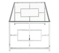 Orsina Clear Glass Silver Base Coffee Table, Stylish Rectangular Table For Patio, Glass Table For Compact Spaces Orsina Silver