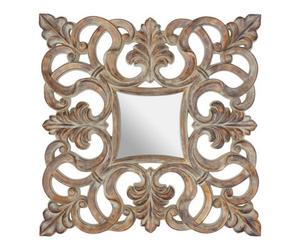 Orsina Coastal Wall Mirror With Weathered White Wood Effect,square Mirror With Floral Vine Border For Gifting