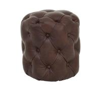 Orsina Coffee Leather Stool,brown Leather Upholstered Kitchen Seat,deep Button Tufted Bar Stool,decorative Seat