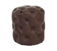 Orsina Coffee Leather Stool, Brown Leather Upholstered Kitchen Seat, Deep Button Tufted Bar Stool, Decorative Seat Orsina Brown