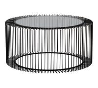 Orsina Coffee Table, Metal Frame & Glass Top Black Coffee Table, Minimalist Metal Coffee Table, Dark Coffee Table Orsina Black