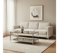 Orsina Coffee Table With 2 Black Mirrored Glass Shelves, Nickel Stainless Steel Table, Functional 2-Tier Table Orsina Black