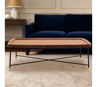 Orsina Coffee Table with Black Cross Metal Legs, Walnut Veneer Rectangular Top with X-Frame Support, Centrepiece in Natural Orsina Natural