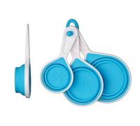 Orsina Collapsible Set Of Four Blue Silicone Measuring Cups, Durable Measuring Cup, Functional Measuring Cup
