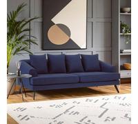 Orsina Comfortable 3 Seater Navy Fabric Sofa, Stylish Mid Century Sofa For Bedroom, Functional 3 Seater Sofa