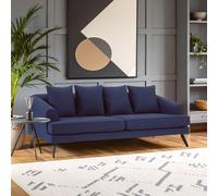 Orsina Comfortable 3 Seater Navy Fabric Sofa, Stylish Mid Century Sofa For Bedroom, Functional 3 Seater Sofa in Blue Orsina Blue