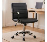 Brent Black Leather Effect And Chrome Home Office Chair Premier Housewares Black One Size