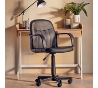 Premier Housewares Black PU Home Office Chair With Flexible Armrest/Wheel Rolling Base/Adjustable Height And Padded Seat With Lock Mechanism Computer Chairs For Desk w58 x d59 x h93cm