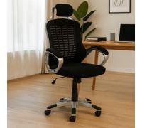 Interiors by Premier Office Chair with Arms Stratford Mesh Head Rest Black/Silver