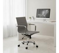 Orsina Comfortable Design Grey Low Back Home Office Chair, Ergonomic Work From Home Chair, Movable Sleek Chair