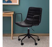 Interiors by PH Striped Leather Effect Office Chair with Arms, Black