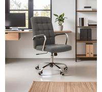 Orsina Comfortable Grey Leather Effect And Chrome Home Office Chair, Ergonomic Work From Home Chair, Movable Chair