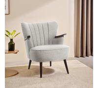 Orsina Comfortable Grey Lounge Chair With Curved Backrest, Spacious & Modern Highback Room Chair For Bedrooms in Light Grey Orsina Light Grey